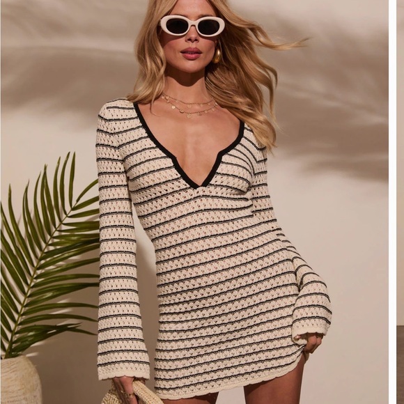 Vici Other - Vici Cream and Black Striped Knit Dress
